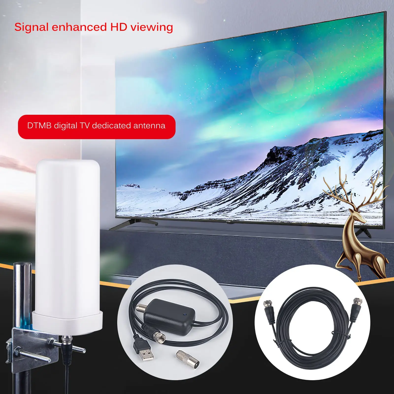 

Цифровая телевизионная антенна для использования вне помещения, 25 дБи, высокое разрешение, 360 градусов, сигнальные каналы, цифровое телевид...