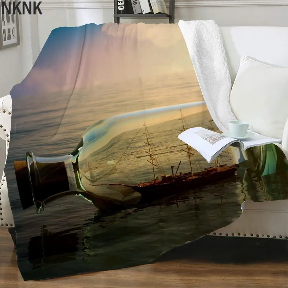 

NKNK Brank Beauty Blankets Ocean Plush Throw Blanket Sail Blankets For Beds Creativity 3D Print Sherpa Blanket New Vintage Adult