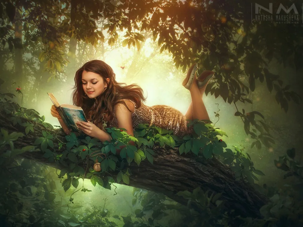 

JMINE Div 5D Reading girl Tree Full Diamond Painting cross stitch kits art High Quality Portrait 3D paint by diamonds