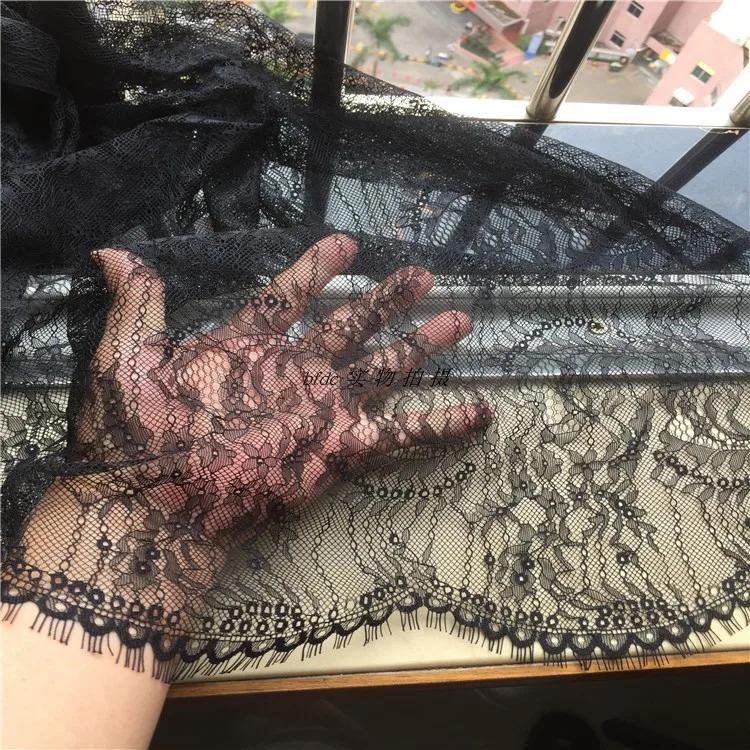

Ultra-thin French eyelash lace, black and white, skirt garment fabric, super soft and skin-friendly