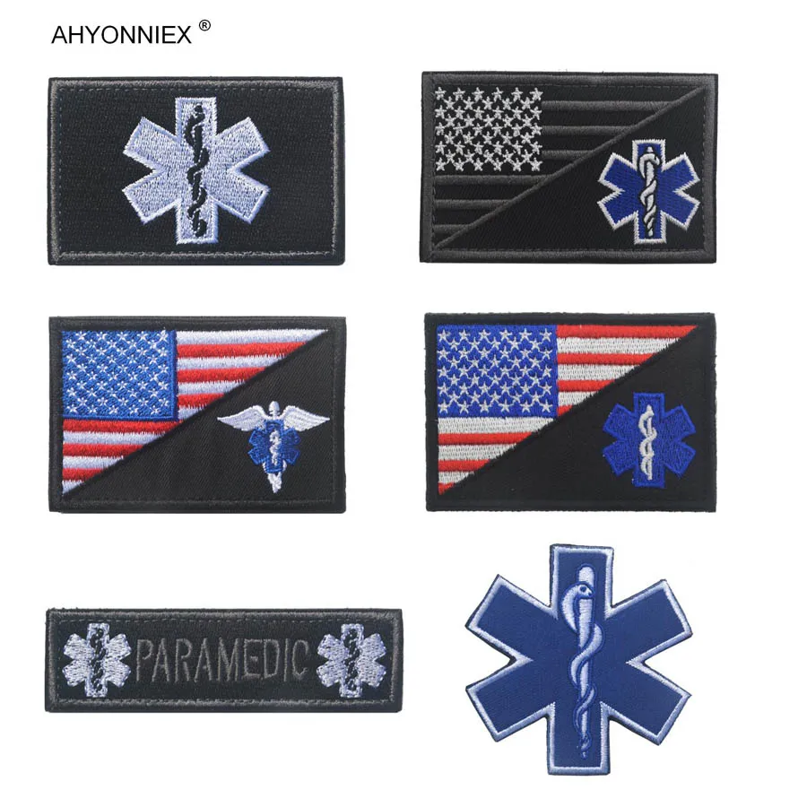 AHYONNIEX 1 шт. нашивка для медицинской помощи EMT Life Star Военная Ткань наклейки флаг