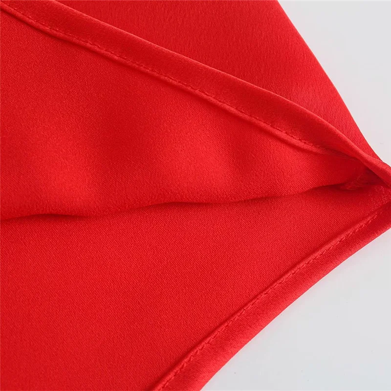 

Woman Elegant Red Irregular Satin Camisole 2021 Summer Casual Female Solid Soft Long Tops Ladies Streetwear Camisoles