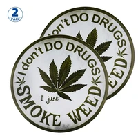 2 pack funny smoke weed novelty metal circular sign