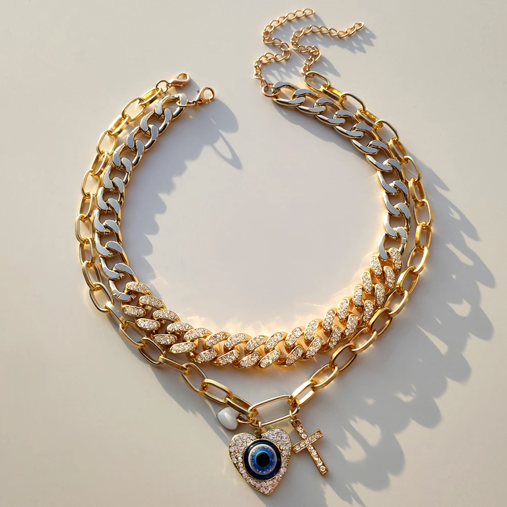 Женское Ожерелье с кулоном в форме сердца кубинская цепочка золотого цвета