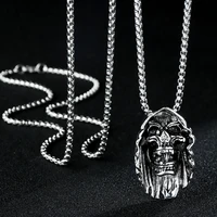 vintage punk gothic cloak skull pendant necklace long chain cool mens rock party biker jewelry gift high quality wholesale