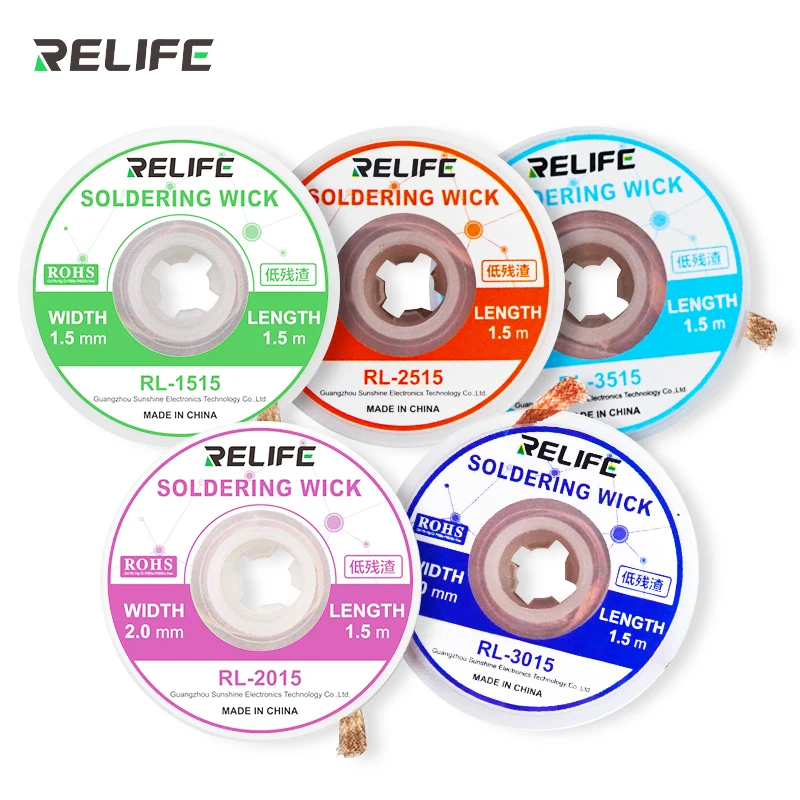 

RELIFE 1.5/2.0/2.5/3.0/3.5mm Desoldering Wire Desoldering Wick Suction Tin Wick Solder Braid Wire Tin for Soldering Tools
