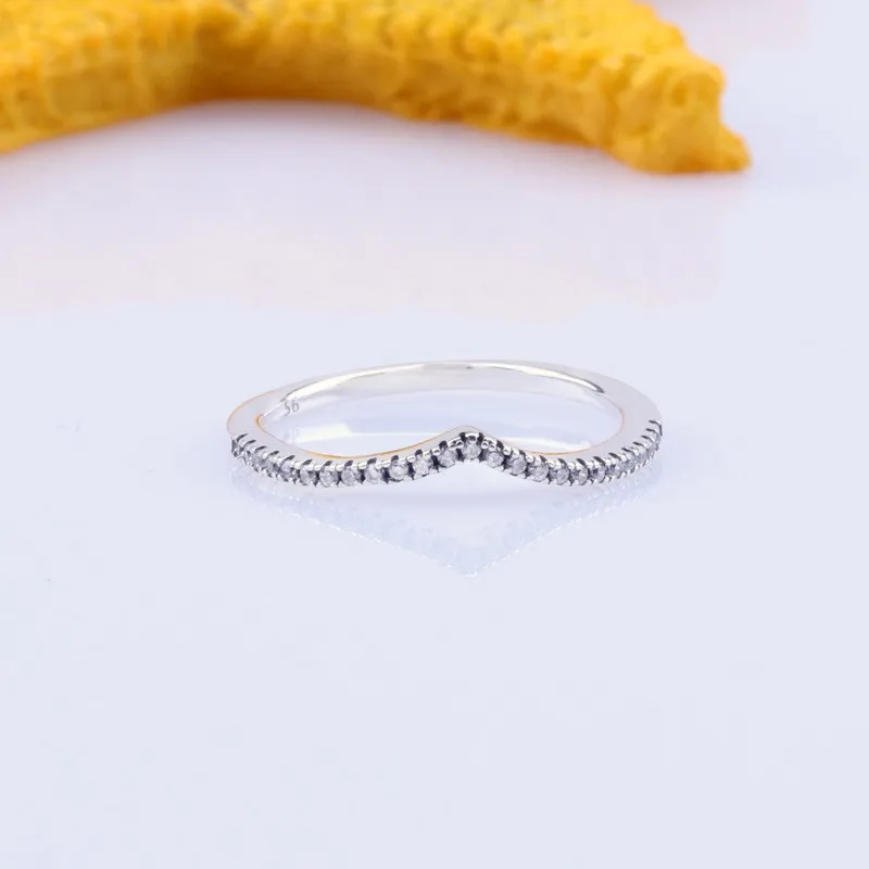 

Original 925 Sterling Silver Pan Ring Creative Bright Wishing Bone Ring For Women Wedding Party Gift Fashion Jewelry