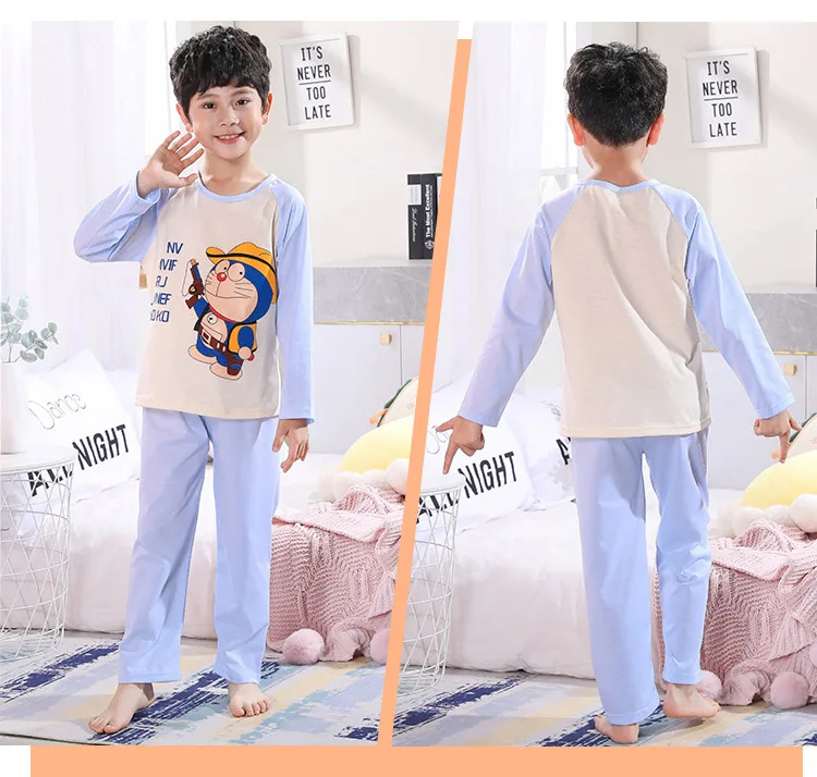 

Spring Autumn Cartoon Pajamas For Girls Boys Children's Nightwear Long-sleeves Cotton 2pcs Pyjamas Set Clothes Kids Sleepwear