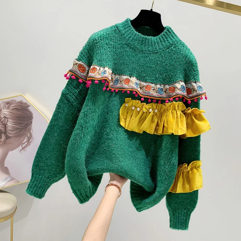 LANMREM 2020 Весна Новая мода свободный высокий воротник принт фонарь теплого света