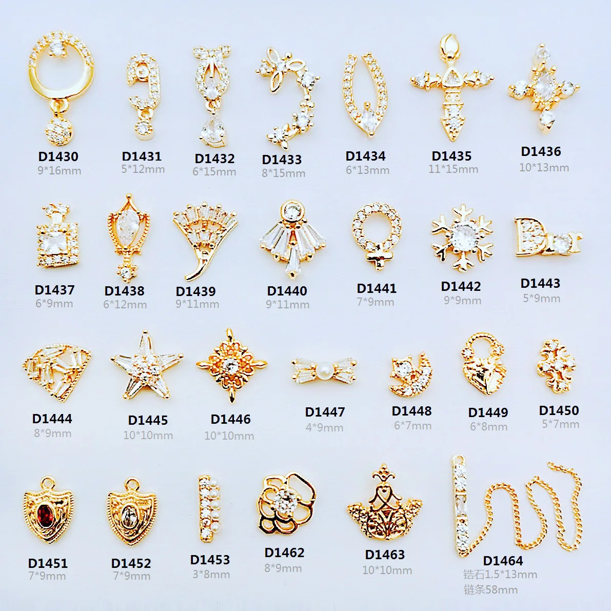 10pcs/lot 3D Nail Art Stickers Golden Nail Decals Decorations DIY LZ Same Style Popular Nail Diamond