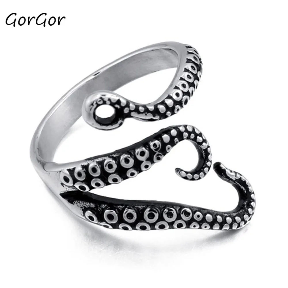 

GorGor Rings Men Stainless Steel The New Pattern Octopus Individuality Punk Style Simplicity Fashion Accessories RC-363