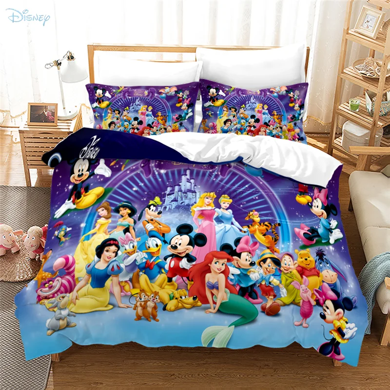 Disney Character Pattern 3d Bedding Set Snow White Princess Duvet Cover Pillowcase for Boys Girls Kid Adult Twin Queen King Size