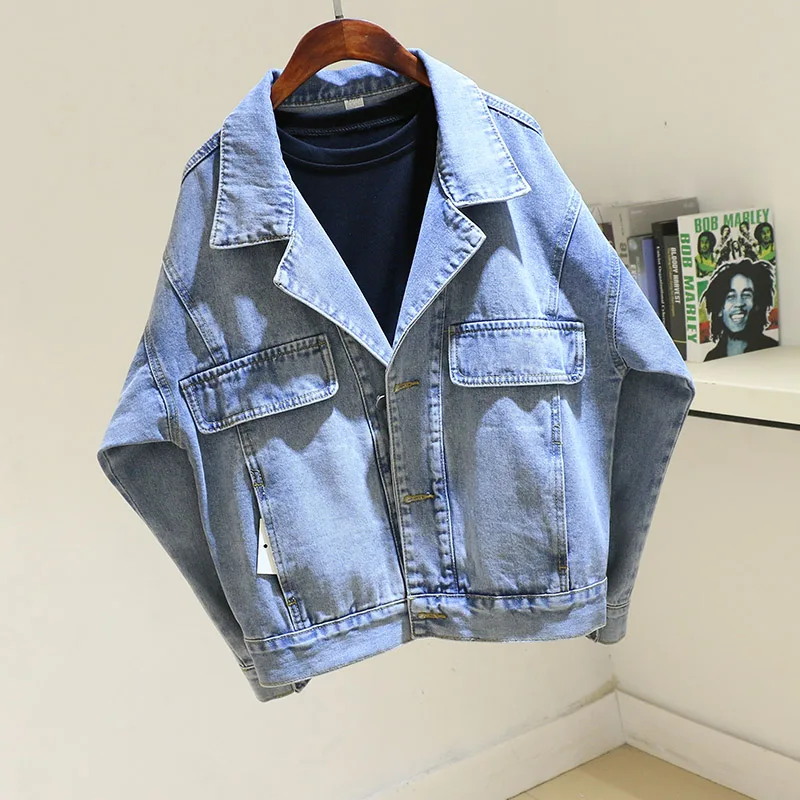 

Spring Harajuku Denim Jacket Coat Women Korean Boyfriend Outerwear Chaqueta Mujer Loose Long sleeve Short Jeans Jackets Female
