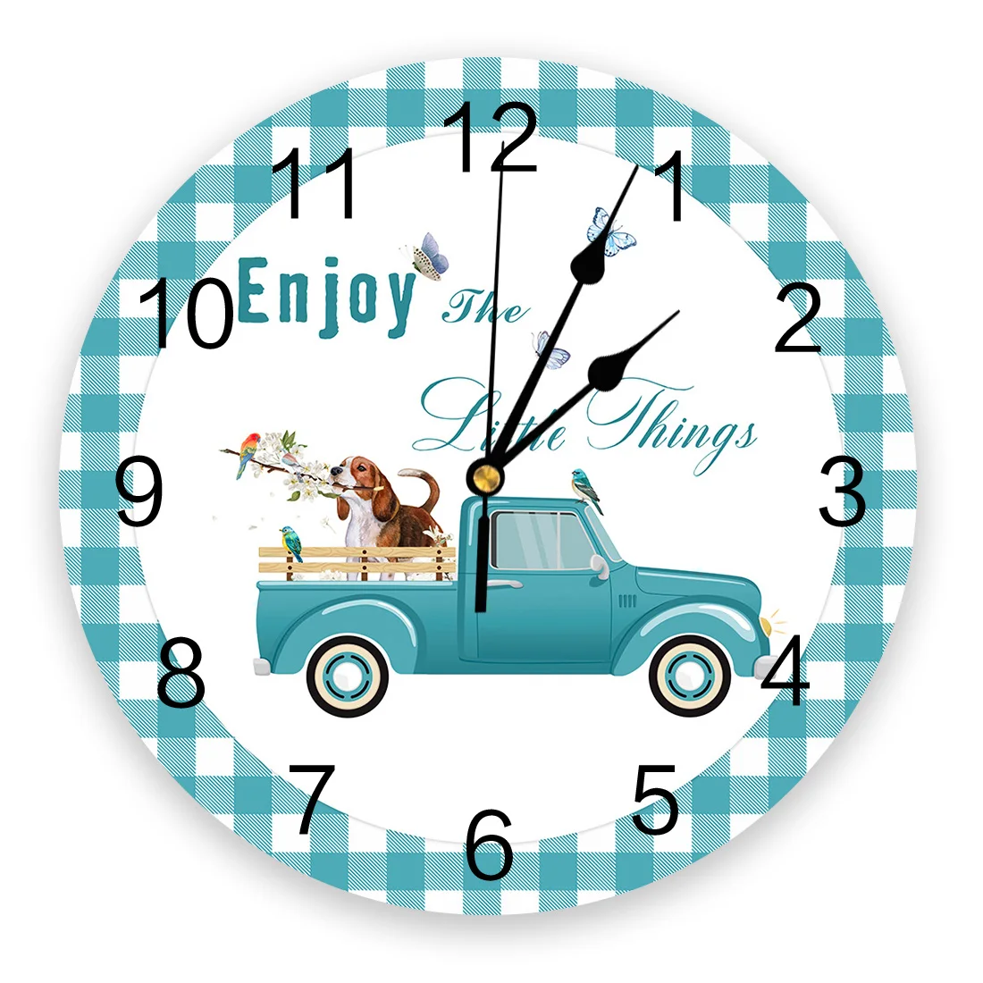 Круглые Настенные часы тихие настенные украшения в клетку с рисунком Бигля