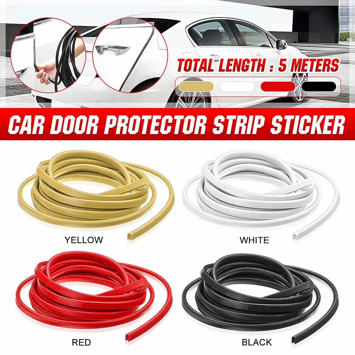 

5 Meters Car Door Seal Strips Sticker B Shape Weatherstrip Rubber Seals Sound Insulation Sealing Automobiles Interior Accessorie