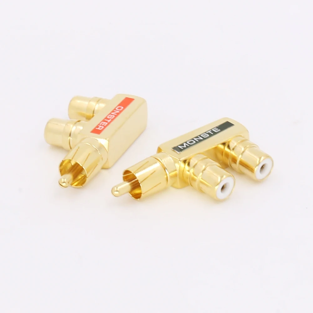 Hi fi 2 шт. золотой RCA AV аудио F сплиттер переходник с 1 штекером на гнездо|plug adapter|adapter