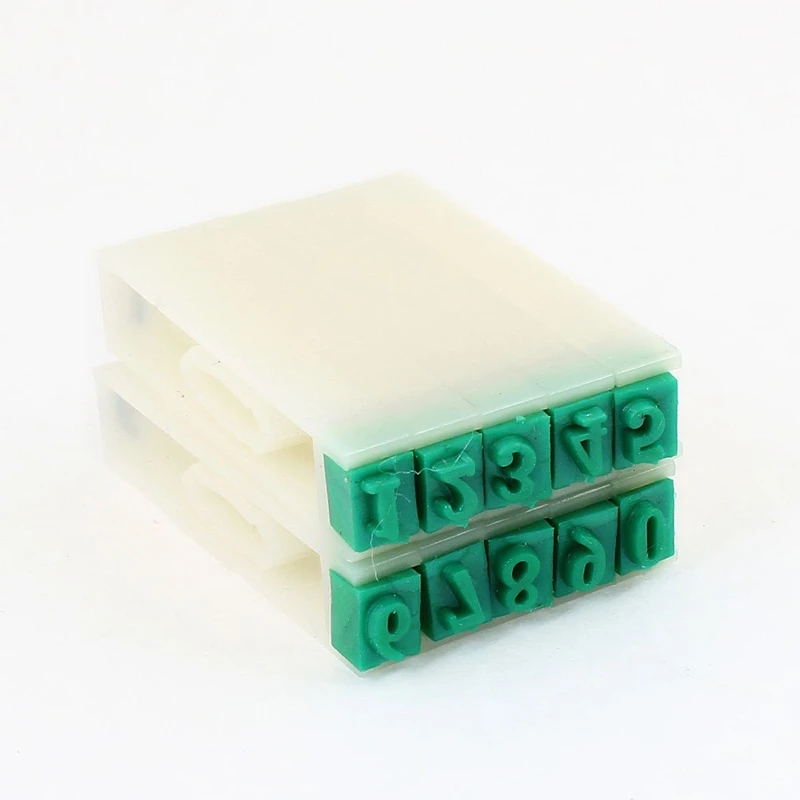 8mm Width Off White Green Plastic Rubber 0-9 Digits Detachable Number Stamp | Дом и сад