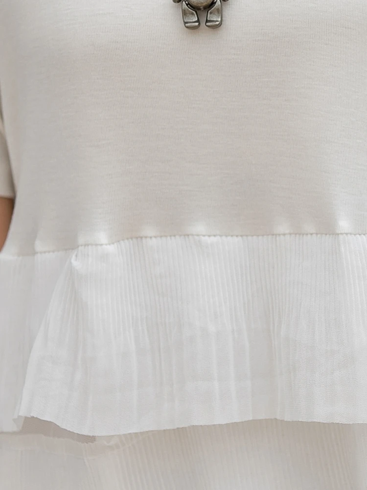 

QING MO White Women Cake Dress 2021 Women Casual Solid Dress Female Short Sleeve Ankle Length Dress ZQY6914