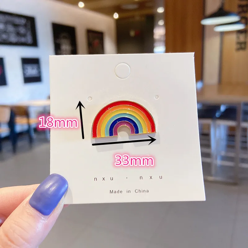 Модная Радужная эмалированная заколка с отворотами из мультфильма фрукты еда