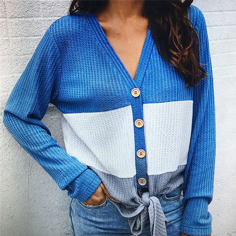 Зимний желтый женский свитер Осенний Повседневный на пуговицах с v-образным