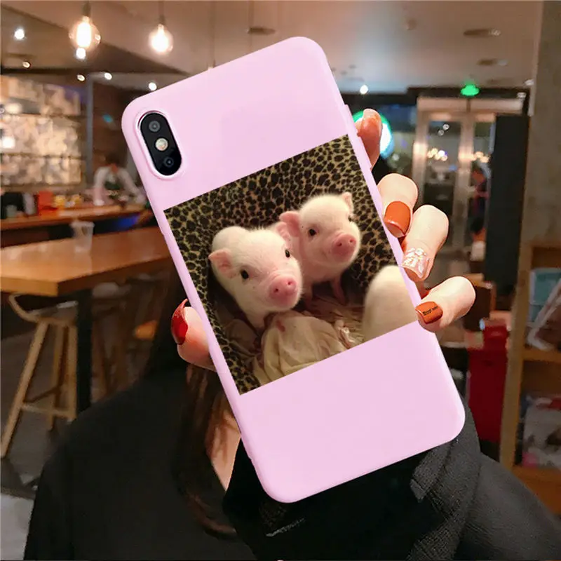Pink TPU F3185 Забавный чехол для телефона с рисунком поросенка для iphone 11 Pro XS MaxX XR чехол для iphone 6 S 5 5S 7 8 plus Мягкий чехол милые Чехлы для пар - Цвет: Pink TPU F3185