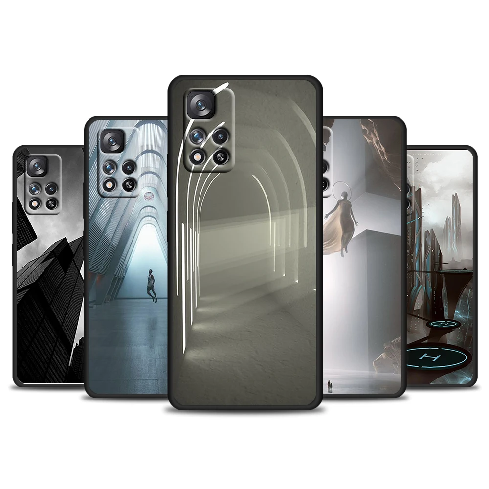 

Fantasy buildings For Xiaomi Redmi Note 11 10 10S 9 9T 9S Pro Max 8T 8 7 6 5 4X Silicone Soft Black Phone Case