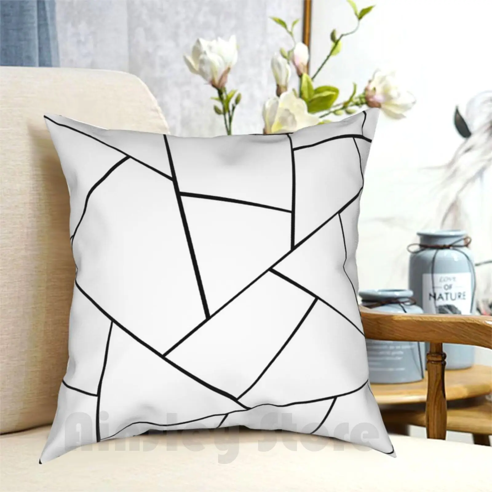 Черно-белая Геометрическая Гламурная Подушка #1 # Geo Decor художественная Чехол с