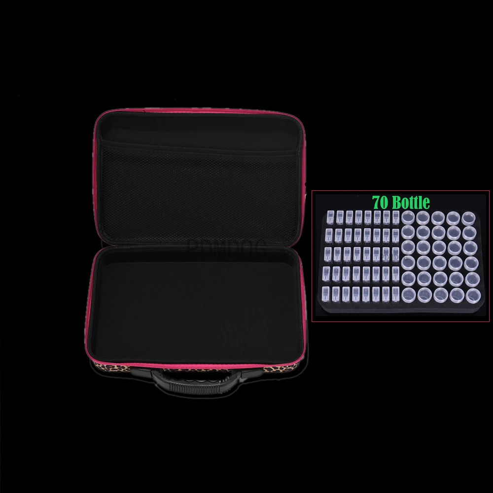 

70 бутылок, круглый контейнер для алмазной живописи, сумка для хранения на молнии, новые бутылки чемодана, 5D Леопардовый инструмент для вышив...