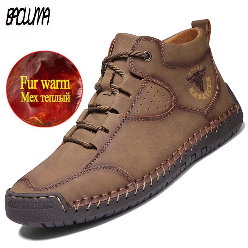 Горячая Распродажа мужские зимние ботинки плюшевые теплые толстые уличная