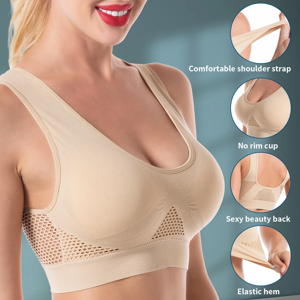 

Sujetador deportivo de S-6XL sin costuras para mujer, bralette de realce sexy de talla grande, top sin aros