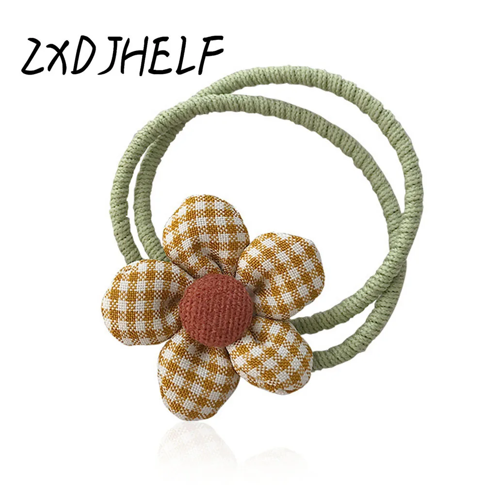 ZXDJHELF модные эластичные резинки для волос в клетку с цветами женщин аксессуары F591