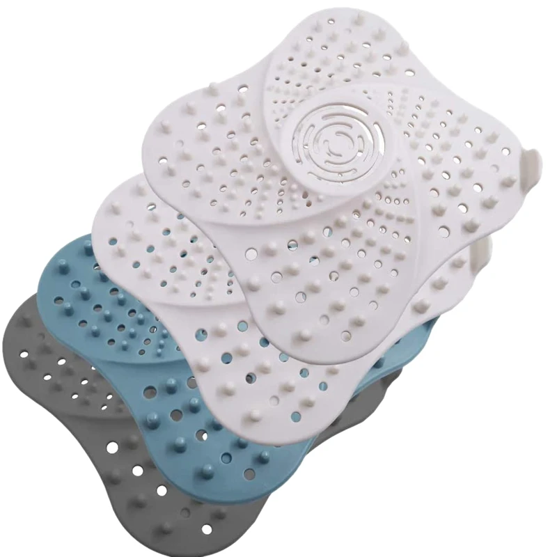 

4 Pcs Shower Drain Covers, Rubber Sink Strainer Drain Protector Hair Catcher for Kitchen and Bathroom