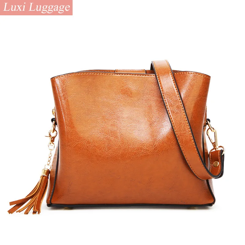 

Women Bag Handbag 2021 New Shoulder Bags Leather Simple Bucket Bag Solid Color