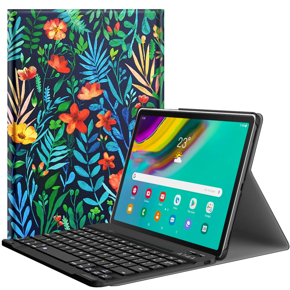Jungle Night Чехол для клавиатуры MoKo для Samsung Galaxy Tab S5e, Премиум PU кожаный чехол-подставка с Съемная клавиатура Bluetooth чехол - Цвет: Jungle Night