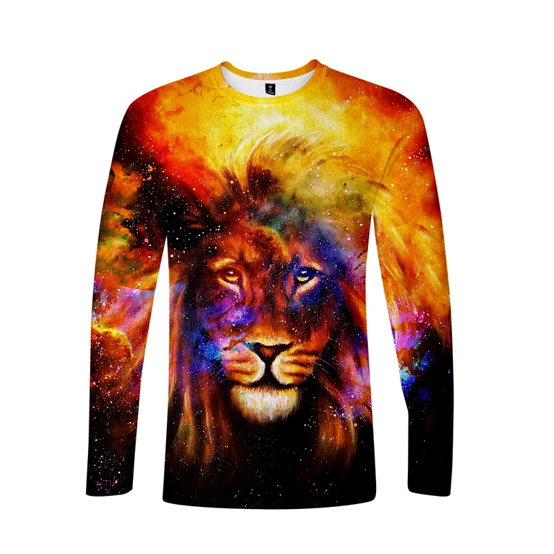

New Fashion Animal Lion Colorful 3d T Shirts Men Women T-shirt Long Sleeve O-neck Unisex Cool T-shirts Tee Shirt Sweatshirt Tops