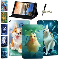 anti dust tablet case for lenovo tab a7 30 a3300a7 50 a3500 7 0a8 50 a5500 8 0 cute animal leather stand cover case pen