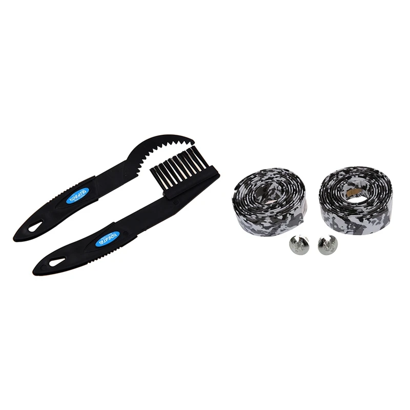 

1 Pcs Folding Bike Chain Crankset Cleaning Tool Brush Set & 1 Pair Road Bike / Bicycle Cork Handlebar Tape / Wrap