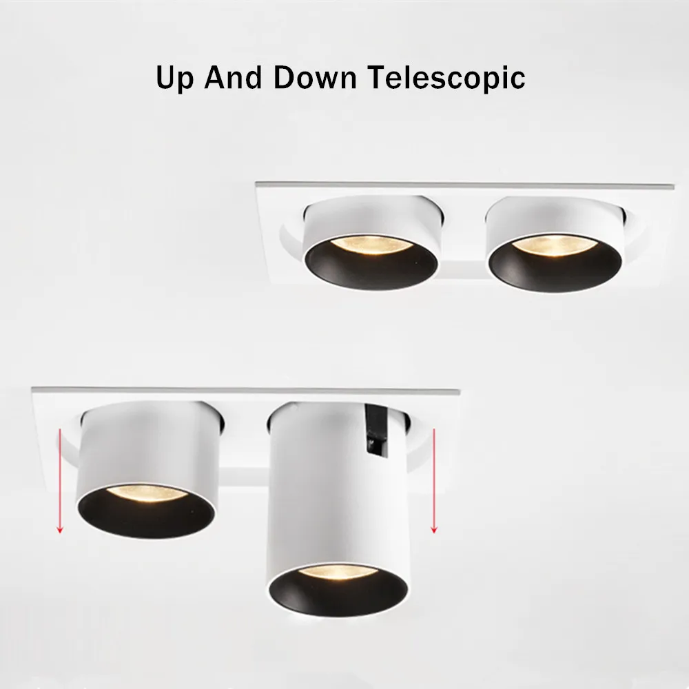 Foco LED de doble cabezal lámpara de techo empotrada, 24W, 20W, 14W, sala de estar, nórdico simple, ajustable y giratorio, CREE COB downlight