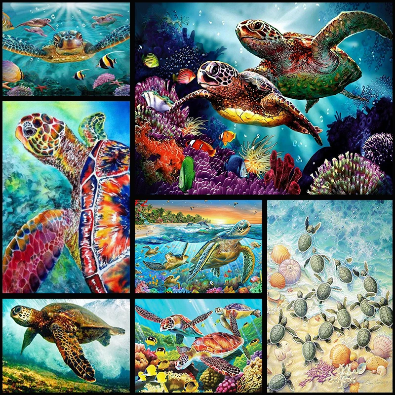 

Full Drill 5D DIY Diamond Painting "Turtle family"Embroidery Cross Stitch Mosaic Home Decor