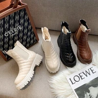 2021 fashion winter warm fur snow boots white punk ankle boots for women new chunky combat chelsea black boots platform ladies