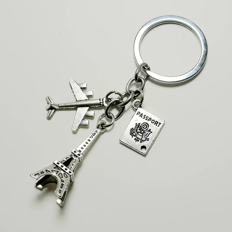 

Mini Passport Keychain Jewelry Aircraft Eiffel Tower Travel Keychain Pendant Tourism Company Festival Personalized Gift