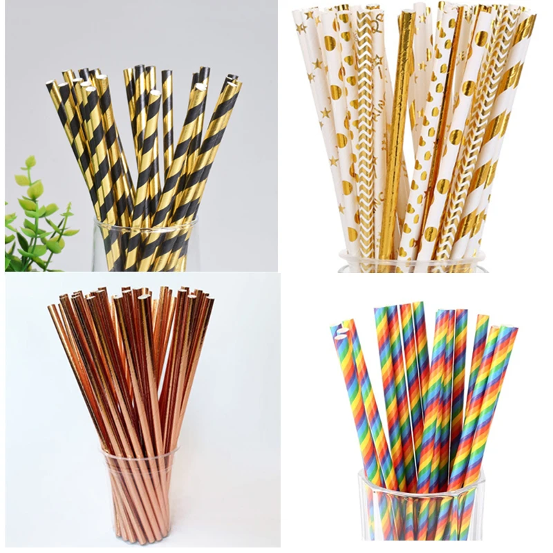 25 шт./лот бумажные соломинки питьевые соломки для детей на свадьбу и день