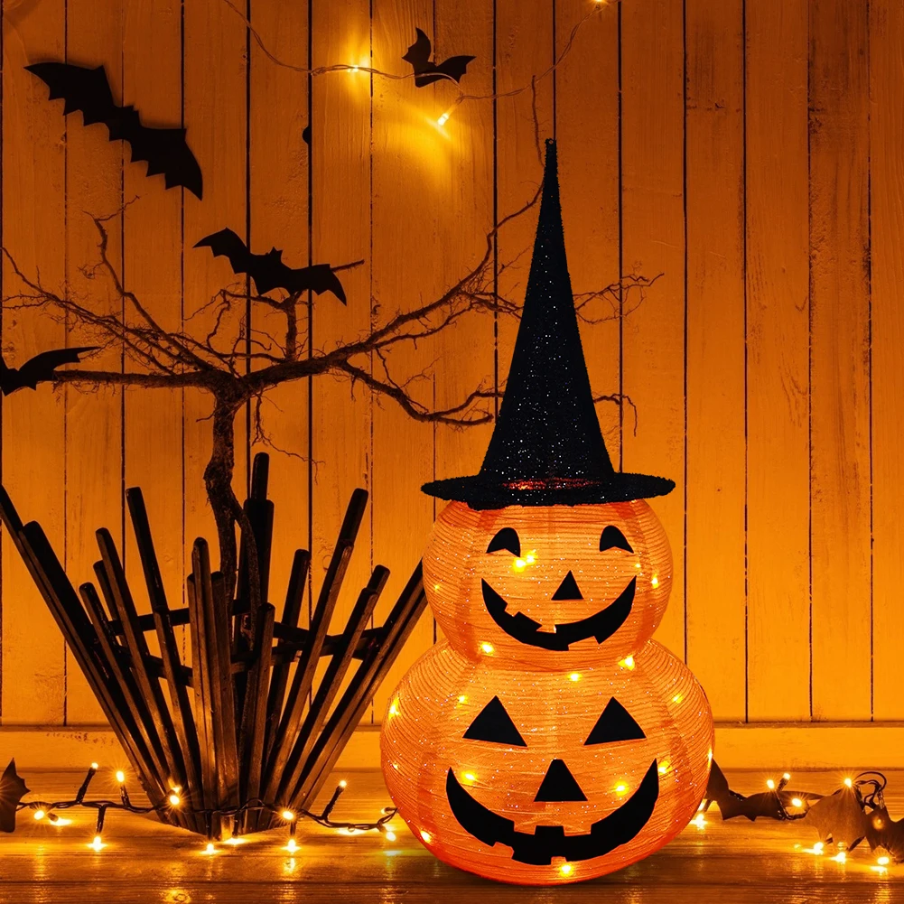 

Складной бумажный фонарь в виде тыквы, 8 режимов, 50 светодиодов