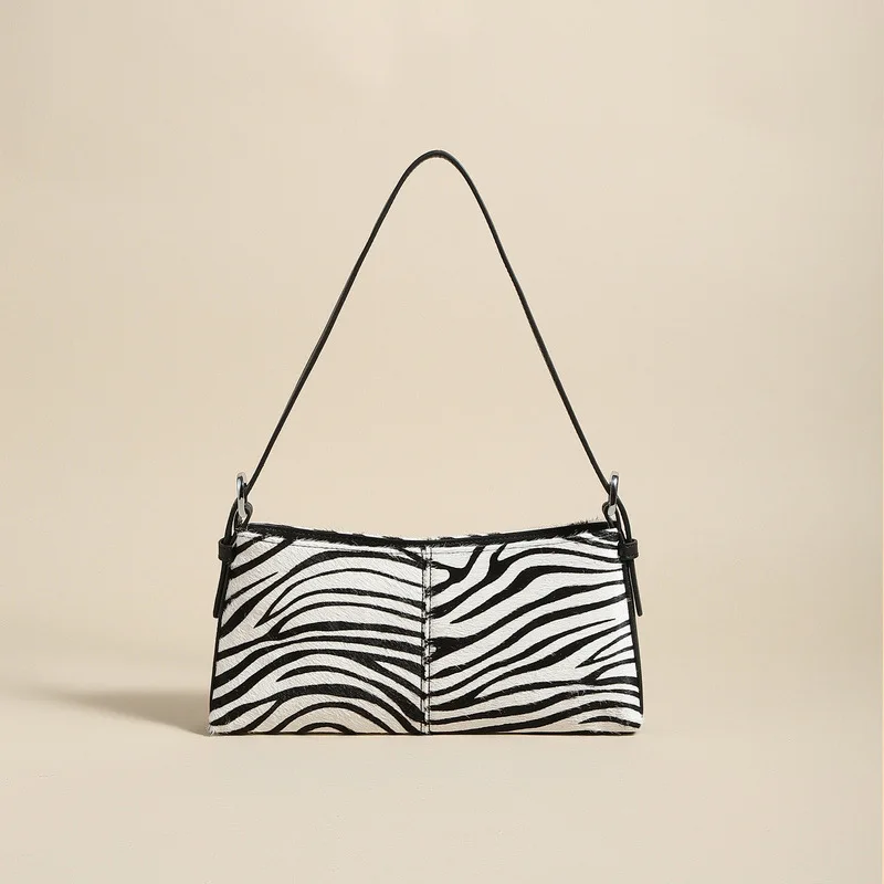 

Animal Zebra Print Women Underarm Bag Vintage Design Velvet Ladies Small Shoulder Bags Luxury Female Tote Baguette Handbags