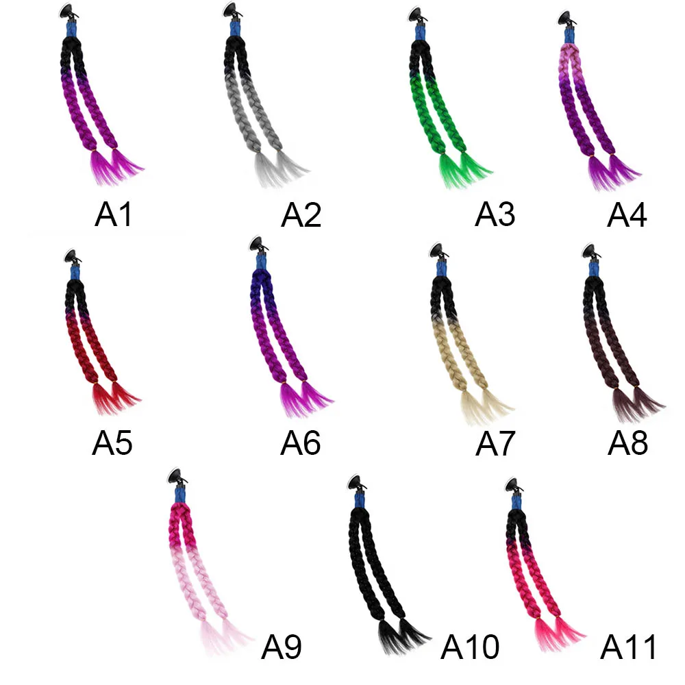 Косички для мотоциклетного шлема градиентные закрученные на присоске съемные