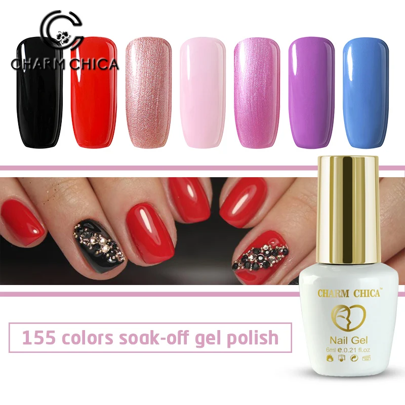 Шарм Чика УФ-гель для ногтей 6 мл 155 цветов черный красный обычный Гибридный лак