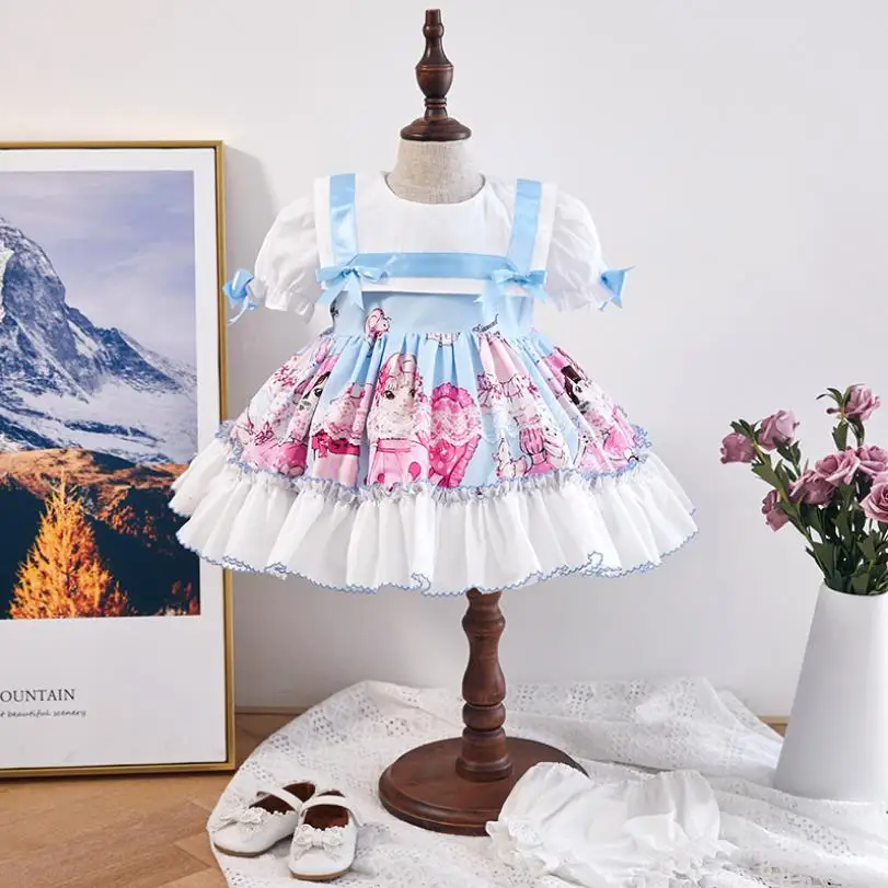 

Летнее бальное платье с испанским дворцом в ретро стиле с строчкой и принтом, праздничное пасхальное платье в стиле "Лолита" Y3139