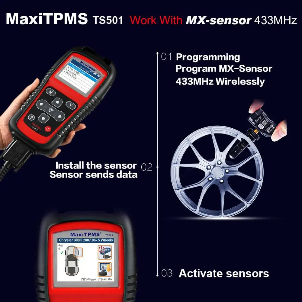 Autel MaxiTPMS TS501 OBD2 автомобильный диагностический датчик давления в шинах и