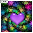 Алмазная живопись 5d сделай сам, абстрактный пейзаж фиолетового цвета в форме сердца, полноразмерная и круглая мозаика ручной работы, 3d наклейки для вышивки стразами