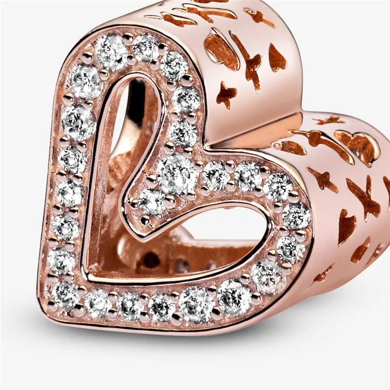 

Genuine 925 Sterling Silver Sparkling Freehand Heart Charms Beads fit Original Pandora Bracelets 925 Silver Brand Jewelry Gift